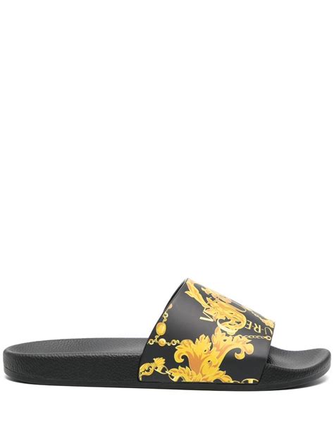 versace zebra print slides|Versace slip on slides.